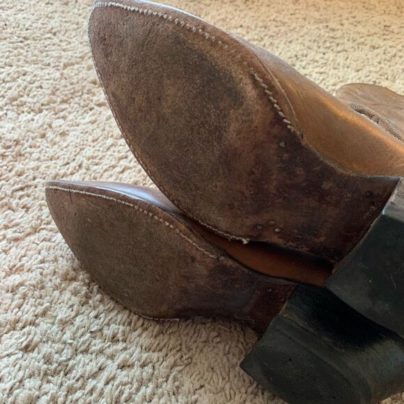 Vintage Brown Justin’s Leather Cowboy Boots 7.5 Western Classic Pointed - Picture 6 of 7